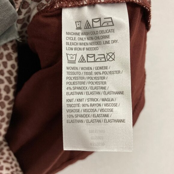 LOGO Lori Goldstein Brown Cream Animal Print Pocket Stretch Casual Top XL - Picture 3 of 10